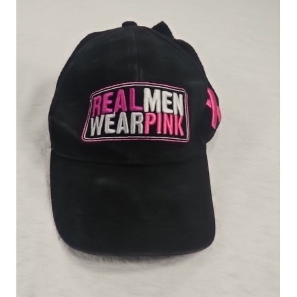 Real Men Wear Pink Snapback Hat Solid Black One Size Support The Cure